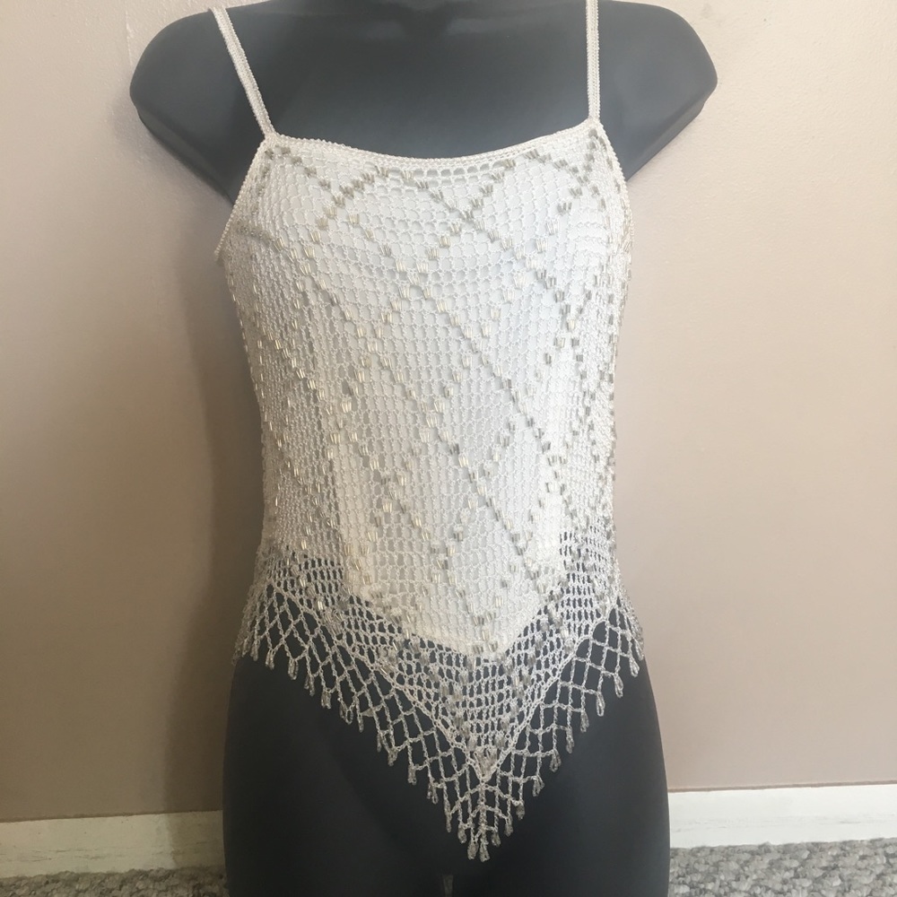 White fringe festival tank top